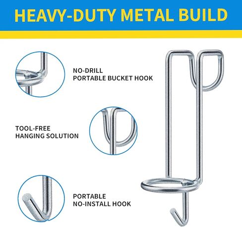 2 Pack Horse Water Bucket Hooks, Heavy Duty Metal Horse Bucket Hooks, Portable Rust Resistant Horse Stall Bucket Holder Over Fence No Drill Stable Hanging Design in Kuwait
