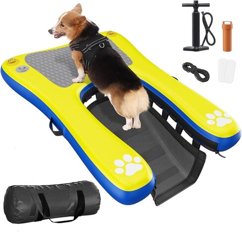 Dog Boat Ramp for Small Dogs, Inflatable Floating Dock Platform with Anti-Slip Safe & Easy Water Access, Dog Water Ramp Floats for Boat, Inground Pool, Lake in Kuwait