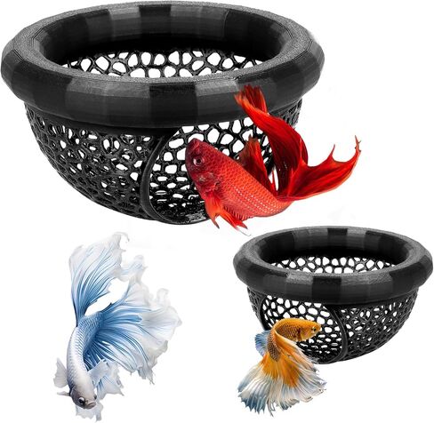 2 PCS Floating Betta Hammock & Shrimp Shelter 3D Printed Aquarium Decor Floating Betta Hide with Feeding Ring Multi-Functional Hammock Safe Resting Spot for Betta Fish, Shrimp and Small Fish in Kuwait