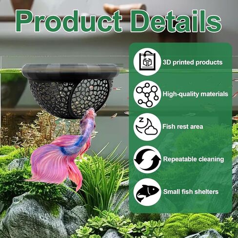 2 PCS Floating Betta Hammock & Shrimp Shelter 3D Printed Aquarium Decor Floating Betta Hide with Feeding Ring Multi-Functional Hammock Safe Resting Spot for Betta Fish, Shrimp and Small Fish in Kuwait