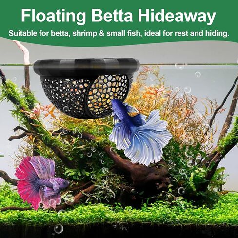 2 PCS Floating Betta Hammock & Shrimp Shelter 3D Printed Aquarium Decor Floating Betta Hide with Feeding Ring Multi-Functional Hammock Safe Resting Spot for Betta Fish, Shrimp and Small Fish in Kuwait
