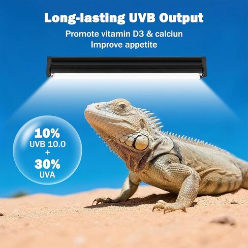 T5 10.0 UVB تركيبات إضاءة الزواحف، T5 UVA UVB مصباح أنبوبي للضوء Blub 24W 22 بوصة للتنين الملتحي، السلحفاة، السحالي الصحراوية، الفهد أبو بريص، الزواحف والبرمائيات in Kuwait