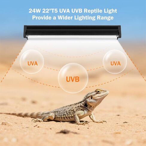 T5 10.0 UVB تركيبات إضاءة الزواحف، T5 UVA UVB مصباح أنبوبي للضوء Blub 24W 22 بوصة للتنين الملتحي، السلحفاة، السحالي الصحراوية، الفهد أبو بريص، الزواحف والبرمائيات in Kuwait