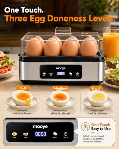 Rapid Egg Cooker for Hard Boiled Eggs, Electric Egg Steamer 3 IN 1 Soft Medium Hard Boiled, Egg Maker with Auto Shut-Off, Egg Boiler for Kitchen Breakfast & Fitness, BPA-Free, Holds 8 Eggs in Saudi Arabia