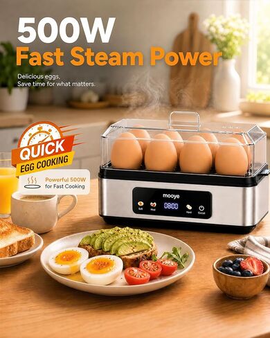 Rapid Egg Cooker for Hard Boiled Eggs, Electric Egg Steamer 3 IN 1 Soft Medium Hard Boiled, Egg Maker with Auto Shut-Off, Egg Boiler for Kitchen Breakfast & Fitness, BPA-Free, Holds 8 Eggs in Saudi Arabia