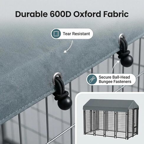 غطاء بيت الكلب مقاس 10 × 5 بوصات، غطاء علوي قابل للاستبدال ومقاوم للماء عالي التحمل 600D للكلاب - رمادي (الغطاء العلوي فقط) in Kuwait