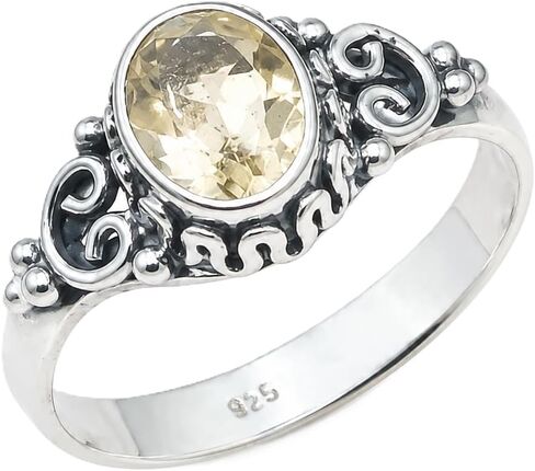 Natural Citrine Yellow Stone 925 Sterling Silver Handmade Boho Design Promise Engagement Ring For Women Gift Jewelry in Kuwait