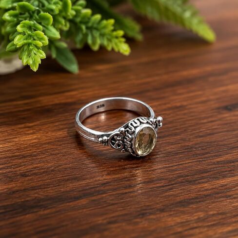 Natural Citrine Yellow Stone 925 Sterling Silver Handmade Boho Design Promise Engagement Ring For Women Gift Jewelry in Kuwait