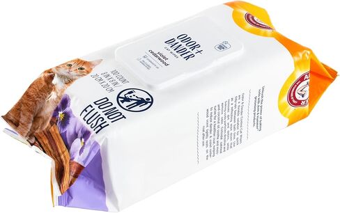 Arm and Hammer for Pets Odor Control Wipes for Cats, Violet Cedarwood Scent - Odor Eliminating Waterless Wipes with Baking Soda Between Baths, Safe Formula, 100 Count in Kuwait