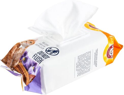 Arm and Hammer for Pets Odor Control Wipes for Cats, Violet Cedarwood Scent - Odor Eliminating Waterless Wipes with Baking Soda Between Baths, Safe Formula, 100 Count in Kuwait