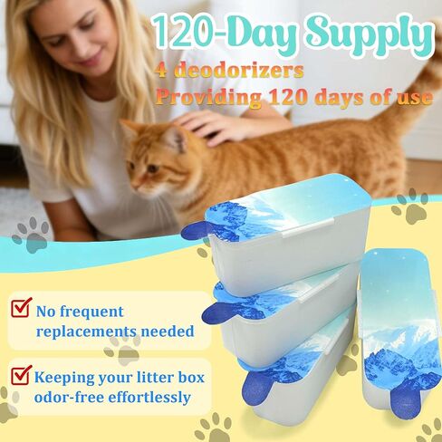 مزيل العرق من 4 قطع من PurifyLogix لصندوق فضلات القطط ذاتي التنظيف من PetSafe ScoopFree SmartSpin، معطر هواء لصندوق الفضلات الأوتوماتيكي HHOLOVE، مانع للروائح النباتية الصديقة للقطط، برائحة الليمون in Kuwait