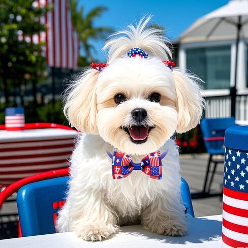 16 Pcs 4th of July Dog Bow Collars with Adjustable Slide Buckle, Bow Ties for Small Medium Dogs, Independence Day Puppy Grooming Accessories for Parades, Parties & Festivals in Kuwait