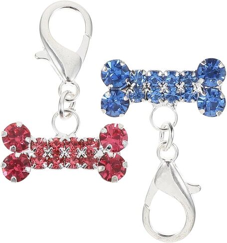 HANABASS 2pcs Dog Bone Shaped Collar Pendant Rhinestone Keyring Hanging Ornaments for Pet Dog Cat Collars Decorative Accessories in Kuwait