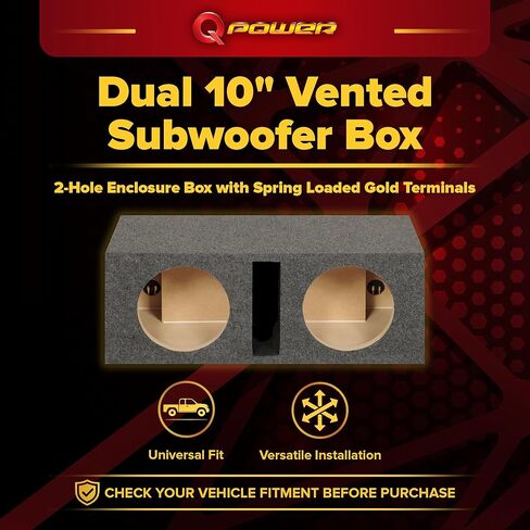 Q Power HD210 VENTED Dual 10" Heavy Duty Vented Subwoofer Enclosure with 1" Front Baffle in Saudi Arabia