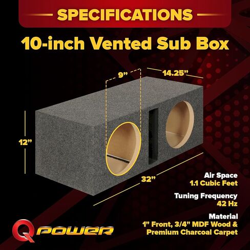 Q Power HD210 VENTED Dual 10" Heavy Duty Vented Subwoofer Enclosure with 1" Front Baffle in Saudi Arabia