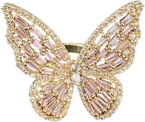 Missgrace Fashion Sexy Butterfly Ring for Women Gold Adjustable Cubic Zirconia Sparkling Crystal Ring Open Wrap Statement Ring Wedding Bar Party Jewelry Gift for Women in Saudi Arabia