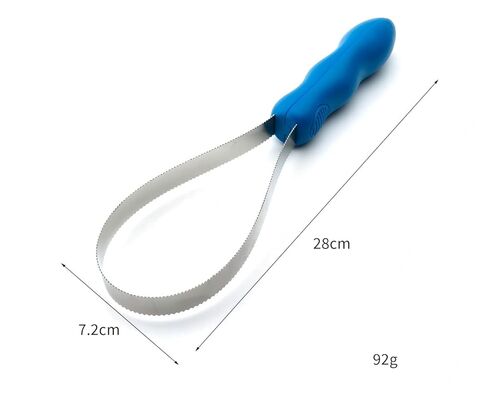 Stainless Steel Serrated Horse Sweat Scraper, Blue, Flexible Loop Blade, Ergonomic Handle, Equestrian Grooming Tool in Kuwait