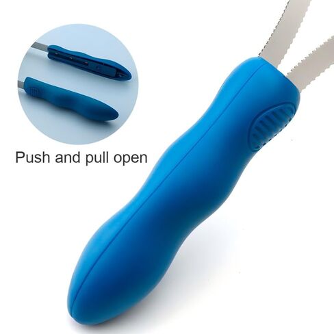 Stainless Steel Serrated Horse Sweat Scraper, Blue, Flexible Loop Blade, Ergonomic Handle, Equestrian Grooming Tool in Kuwait