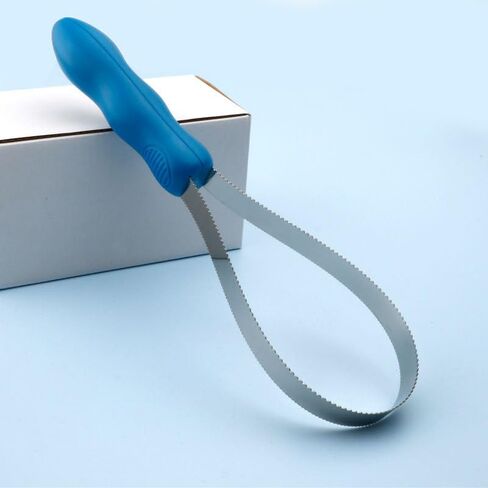 Stainless Steel Serrated Horse Sweat Scraper, Blue, Flexible Loop Blade, Ergonomic Handle, Equestrian Grooming Tool in Kuwait