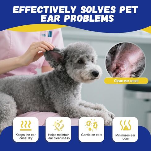 مجموعة إزالة شعر أذن الكلب - مسحوق الأذن، مقص آمن ذو طرف دائري وملقط للقفل - مجموعة العناية بالمنزل لنتف الشعر وإزالة الشمع والتحكم في الرائحة - مثالية لكلاب البودل ورسومات الشعار المبتكرة in Kuwait