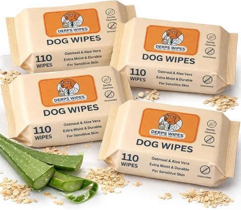 Tazza Pet Cleaning Wipes, 440 Count, Gentle Dog Wipes for Pets, Deodorizing Grooming Wipes with Oatmeal & Aloe, Fragrance Free Pet Wipes for Dogs & Puppies in Kuwait