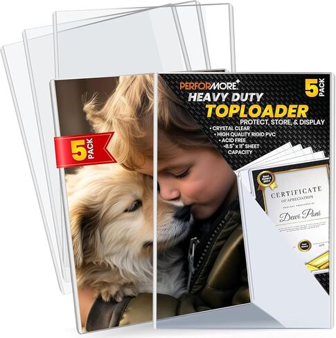 Performore 11" x 8.5" Heavy Duty Rigid Print Crystal-Clear Toploader Frame - Holder, Protect, Store, Display Photographs, Prints and Documents (5 Pack) in Saudi Arabia