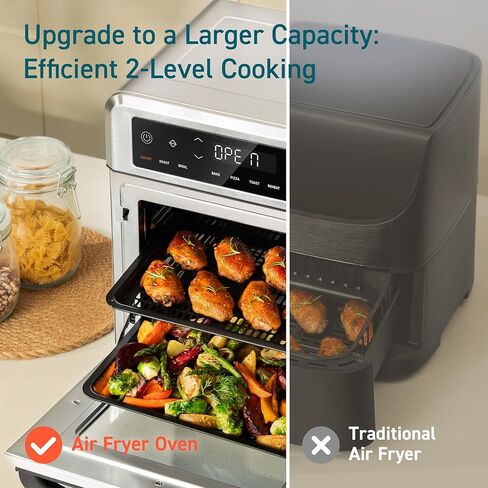 Cosori 11-in-1 Air Fryer Oven, 13Qt Small Footprint Airfryer combo with Rotisserie, Toast, Bake, Roast, Reheat Functions and more, Recipe Book & 6 Accessories Included, Perfect for Small Countertop in Saudi Arabia