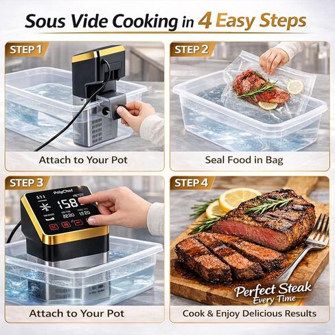 طباخ Sous Vide التجاري بقدرة 1400 وات، جهاز تدوير غمر مع تحكم دقيق في درجة الحرارة ومؤقت، شاشة LCD كبيرة، مقاومة للماء IPX7، مضخة تسخين سريعة، آلة Sous Vide للاستخدام المنزلي والتجاري in Kuwait