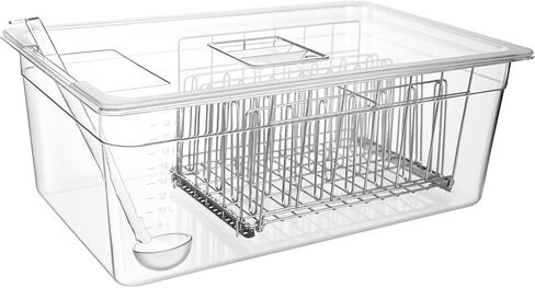 حاوية Sous Vide سعة 26 لترًا مع غطاء ورف وحوض طبخ دقيق للملعقة من أجل أنوفا نانو وجول ودورات الغمر الفوري - مجموعة ملحقات كبيرة (فتحة مربعة) in Kuwait