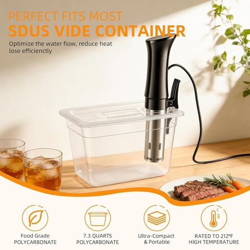 حاوية Sous Vide صغيرة مع غطاء، خزان Sous Vide بسعة 6 لتر للطهي البطيء في المنزل وإعداد الوجبات - خالية من مادة BPA in Kuwait