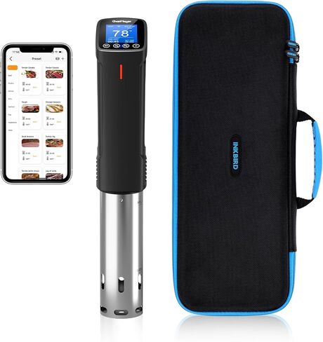 حزمة INKBIRD WIFI Sous Vide Cooker ISV-100W مع حقيبة تخزين، جهاز غمر 1000 واط لـ Sous Vide، طقم طباخ Suvee للمبتدئين، 14 إيصالات محددة مسبقًا، مؤقت in Kuwait
