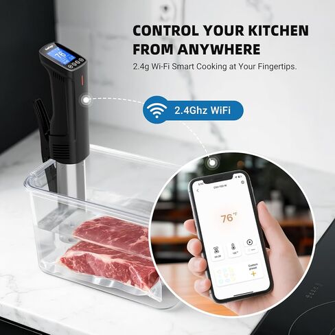 حزمة INKBIRD WIFI Sous Vide Cooker ISV-100W مع حقيبة تخزين، جهاز غمر 1000 واط لـ Sous Vide، طقم طباخ Suvee للمبتدئين، 14 إيصالات محددة مسبقًا، مؤقت in Kuwait