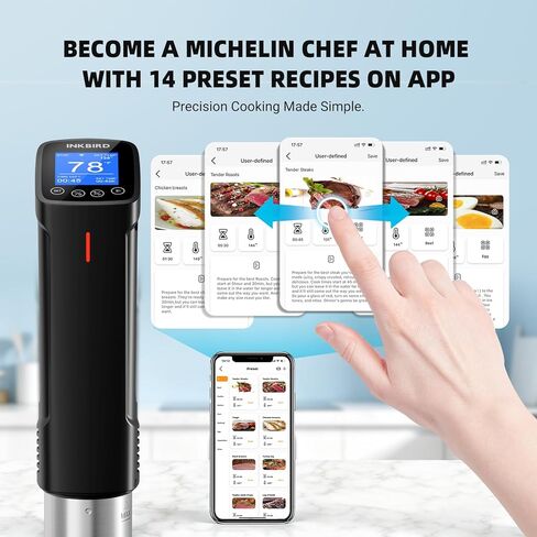 حزمة INKBIRD WIFI Sous Vide Cooker ISV-100W مع حقيبة تخزين، جهاز غمر 1000 واط لـ Sous Vide، طقم طباخ Suvee للمبتدئين، 14 إيصالات محددة مسبقًا، مؤقت in Kuwait
