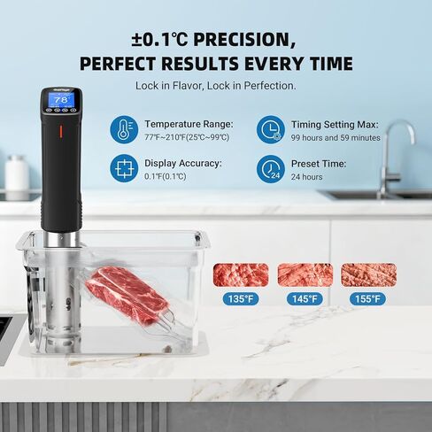 حزمة INKBIRD WIFI Sous Vide Cooker ISV-100W مع حقيبة تخزين، جهاز غمر 1000 واط لـ Sous Vide، طقم طباخ Suvee للمبتدئين، 14 إيصالات محددة مسبقًا، مؤقت in Kuwait