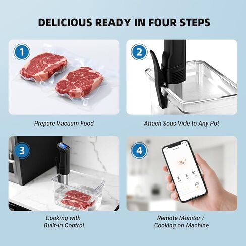 حزمة INKBIRD WIFI Sous Vide Cooker ISV-100W مع حقيبة تخزين، جهاز غمر 1000 واط لـ Sous Vide، طقم طباخ Suvee للمبتدئين، 14 إيصالات محددة مسبقًا، مؤقت in Kuwait
