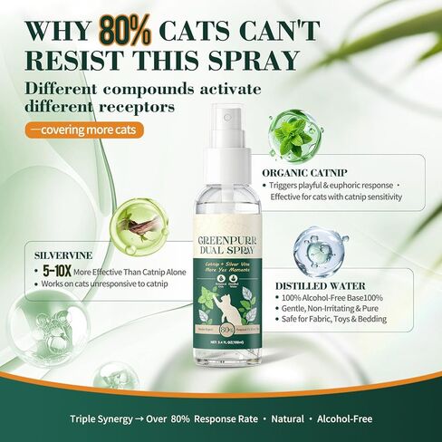 Kiddix Catnip Spray for Cats, Cat Nip Spray with Natural Dual-Plant Silvervine Formula, Relieve Stress and Refresh Scratching Post & Toys, Mess-Free, 3.4 fl oz in Kuwait