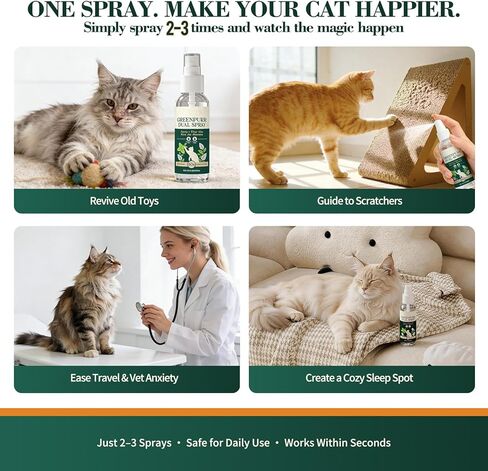 Kiddix Catnip Spray for Cats, Cat Nip Spray with Natural Dual-Plant Silvervine Formula, Relieve Stress and Refresh Scratching Post & Toys, Mess-Free, 3.4 fl oz in Kuwait