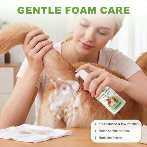 Pet Anal Gland Cleaner & Dog Butt Wash Mousse - No-Rinse Deodorizing Foam for Dogs & Cats - Deep Cleansing for Itchy Scooting, Fishy Odors & Sticky Mess in Kuwait