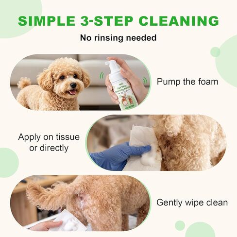 Pet Anal Gland Cleaner & Dog Butt Wash Mousse - No-Rinse Deodorizing Foam for Dogs & Cats - Deep Cleansing for Itchy Scooting, Fishy Odors & Sticky Mess in Kuwait