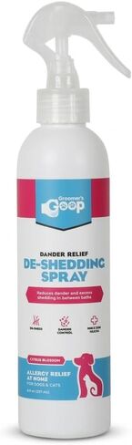 بخاخ إزالة تساقط الشعر من Groomer's Goop Dander - تركيبة تُترك على البشرة تلطف البشرة الجافة، وتقلل من تساقط الشعر والوبر، وترطب بالكولاجين النباتي والزنك، ومنظفات جوز الهند - 8 أونصة in Kuwait