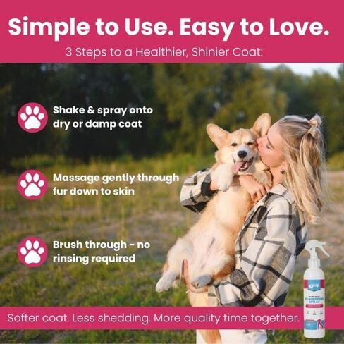 بخاخ إزالة تساقط الشعر من Groomer's Goop Dander - تركيبة تُترك على البشرة تلطف البشرة الجافة، وتقلل من تساقط الشعر والوبر، وترطب بالكولاجين النباتي والزنك، ومنظفات جوز الهند - 8 أونصة in Kuwait