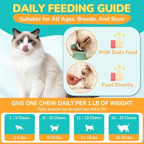 Woyamay Cat Allergy Relief for Cats with Probiotics, 500 Crunchy Cat Probiotic & Allergy Chews, Cat Allergy Treats to Stop Itching & Scratching, Probiotics for Cats Support Gut Health, Chicken Flavor in Kuwait