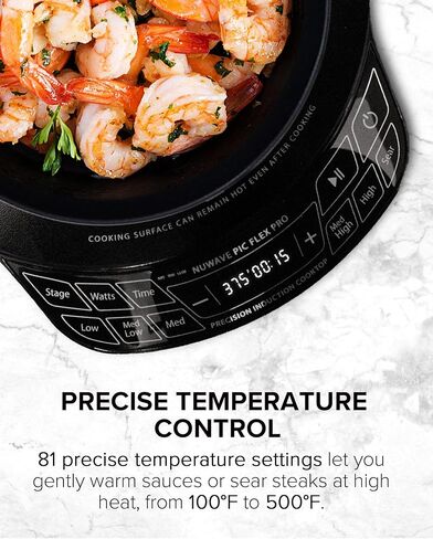 Nuwave Flex Pro 10.25 بوصة موقد الحثي الدقيق مع شاشة IMD تعمل باللمس، LED، زجاج مقاوم للكسر، 81 درجة حرارة (100 درجة -500 درجة فهرنهايت)، 3 واط (600/900/1400 واط)، إيقاف تلقائي، تصميم محمول، 30503V01 in Kuwait