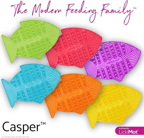 LickiMat Casper، حصيرة لعق بطيئة للقطط على شكل سمكة، تقلل من القلق والملل؛ مثالي للطعام أو الحلوى أو الزبادي أو زبدة الفول السوداني. بديل ممتع لوعاء أو طبق القطط ذو التغذية البطيئة، باللون الفيروزي in Kuwait