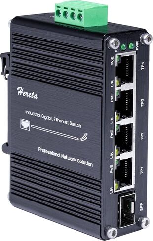 Hardened Industrial Gigabit Fiber PoE+ Switch Compact 30W PoE+ Optical Ethernet Switch 4 Ports 10/100/1000Base-T & 1 Port 100/1000Base-X Dual Rate SFP PoE+ Switch in Kuwait