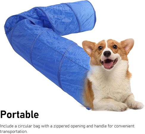 نفق Luocute Dog Agility، نفق تدريب الحيوانات الأليفة من قماش أكسفورد القوي القابل للطي مع حقيبة حمل، مجموعة الفناء الخلفي لدورة خفة الحركة للكلاب لمعدات الملعب الخارجية والدورة التدريبية in Kuwait