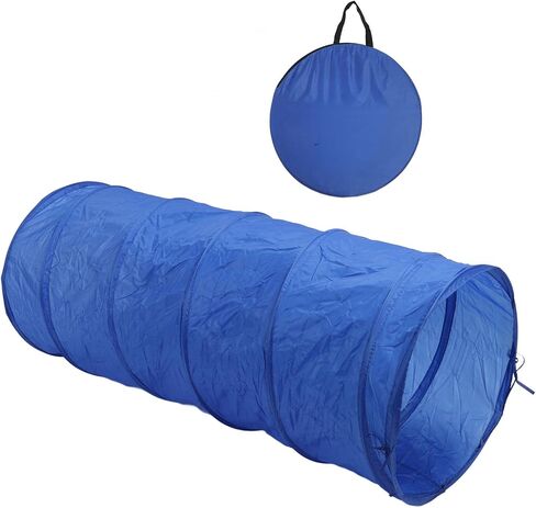 Drfeify Dog Agility Training Tunnel Portable Tear Proof Round Tunnel for Dog Play Training, Blue Oxford Fabric 23.6 X 59.1in in Kuwait