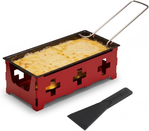 Raclette Grills - Portable Cheese Raclette Melter, Non-Stick Candlelight Cheese Roaster with Foldable Handle & Spatula - Personal Mini Baking Tray for Home & Outdoor Use (18.5x9x6cm) in Kuwait
