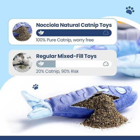 ألعاب nocciola النعناع البري للقطط الداخلية - 3 عبوات من ألعاب القطط الأسماك مع علبة السردين، ألعاب القطط، لعبة ركل القطط مع ورق مجعد، لعبة تفاعلية للقطط لإثراء القطط، هدايا القطط in Kuwait