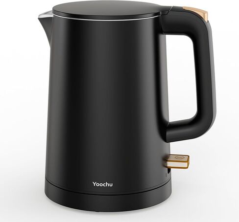 Small Electric Kettle, 0.8L Water Boiler & Heater, 1000W Hot Tea Pot, Double Wall Stainless Steel Cool Touch, Mini Coffee Kettle with Auto Shut Off & Boil Dry Protection, BPA-Free, Black in Kuwait